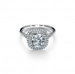 Tiffany & Co 1.4 ctw Soleste Cushion Double Halo Engagement Ring