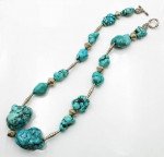 Southwestern Turquoise Nuggets Sterling Silver Necklace
