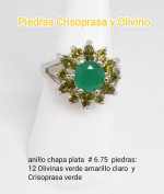 anillo Olivinos y Crisoprasa/Ring plated silver