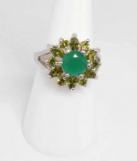 anillo Olivinos y Crisoprasa/Ring plated silver