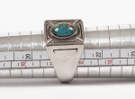 Unisex Large Stainless Steel Ring, Turquoise Chips Gold Foil Size 11.5