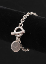 Signed Sterling Silver Chain Bracelet With Photograph Locket Letter"A"