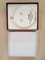Faux Pearl Necklace w/ Enhancer & Matching Earrings