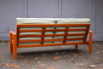 Restored solid Danish teak three-seater sofa/couch