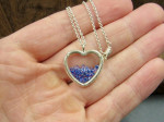 Scrolled Heart Glass Shaker Sterling Silver 925. with Shapphire Crystals inside