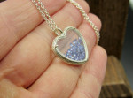 Scrolled Heart Glass Shaker Sterling Silver 925. with Shapphire Crystals inside