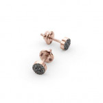 14k Solid Gold & Black Diamond Floral Motif Earring