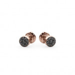 14k Solid Gold & Black Diamond Floral Motif Earring