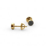 14k Solid Gold & Black Diamond Floral Motif Earring