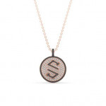 14k Solid Gold & White/Black Diamond Micro "S" Pendant