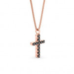 14k Solid Gold & Black Diamond Macro Cross Pendant