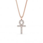 14k Sold Gold & White Diamond Macro Ankh Pendant