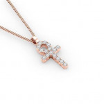 14k Sold Gold & White Diamond Macro Ankh Pendant