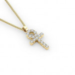 14k Sold Gold & White Diamond Macro Ankh Pendant