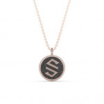 14k Solid Gold & Black/White Diamond Micro "S" Pendant