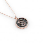 14k Solid Gold & Black/White Diamond Micro "S" Pendant