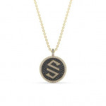 14k Solid Gold & Black/White Diamond Micro "S" Pendant
