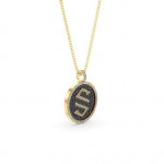 14k Solid Gold & Black/White Diamond Micro "S" Pendant