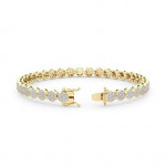 14k Solid Gold & White Diamond Floral Motif Cluster Bracelet Size 7