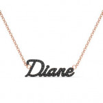 14k Solid Gold & Black Diamond Name Pendant