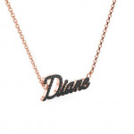 14k Solid Gold & Black Diamond Name Pendant
