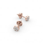 14k Solid Gold & White Diamond Floral Motif Earring