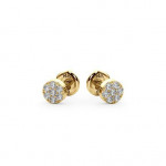 14k Solid Gold & White Diamond Floral Motif Earring
