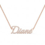14k Solid Gold & White Diamond Name Pendant