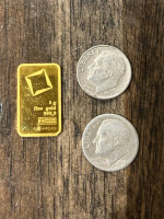 Gold 5 grams and 2 silver dimes