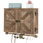 Rustic Wall Mounted Jewelry Organizer with Wooden Barndoor Decor