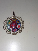 Millefiori Murano Glass pendant on 12k gold filled base.