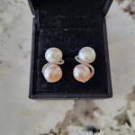 14K White Gold Pearl and Diamond Earrings