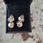 14K White Gold Pearl and Diamond Earrings