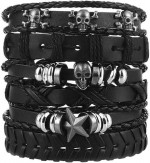 Leather Braided Cuff Bracelet 6 Pcs