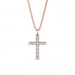14k Solid Gold & White Diamond Macro Cross Pendant