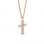 14k Solid Gold & White Diamond Macro Cross Pendant