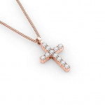 14k Solid Gold & White Diamond Macro Cross Pendant