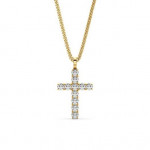 14k Solid Gold & White Diamond Macro Cross Pendant