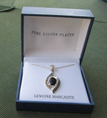 New Genuine Marcasite Purple Stone Necklace