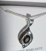 New Genuine Marcasite Purple Stone Necklace