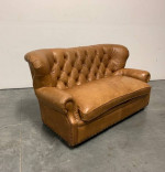 Classic Leather Tufted Sofa