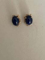 14 Karat Gold Lapis Luzli Clip On Earings