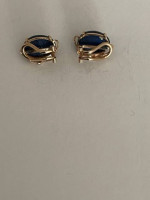 14 Karat Gold Lapis Luzli Clip On Earings