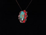 Silver Turquoise and Coral Pendant
