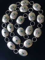 Turquoise Silver Link Concho Belt Adjustable