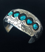 Turquoise Sterling Silver Shadow Box Cuff Bracelet