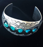 Turquoise Sterling Silver Shadow Box Cuff Bracelet
