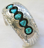 Turquoise Sterling Silver Shadow Box Cuff Bracelet