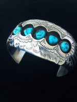 Turquoise Sterling Silver Shadow Box Cuff Bracelet