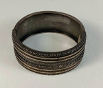 WIDE ANTIQUE VICTORIAN STERLING SILVER HINGED BRACELET